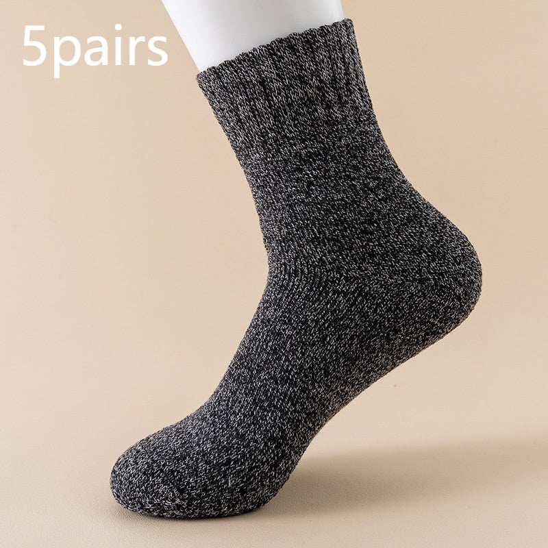 Autumn And Winter Fleece Lined Padded Warm Keeping Mid-calf Solid Color Socks