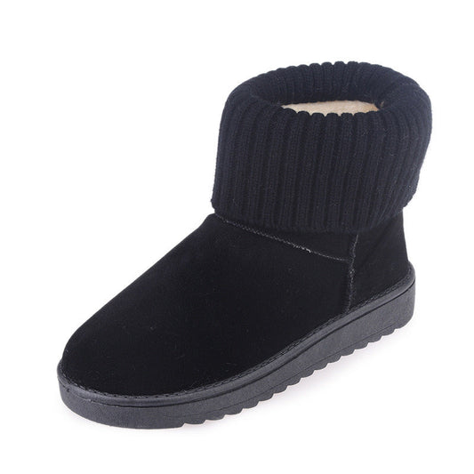 Flanging wool flat bottomed cotton boots student shoes