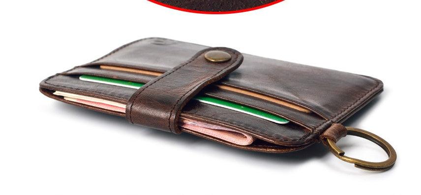 Short Leather Driving Id Card With Pocket Wallet