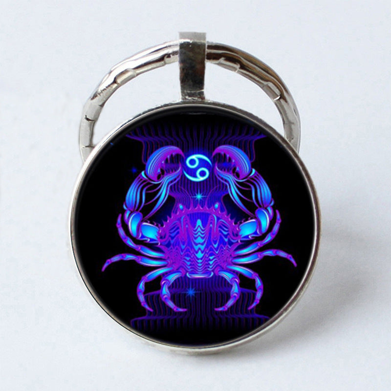 Twelve Constellation 25mm Time Gem Metal Keychain