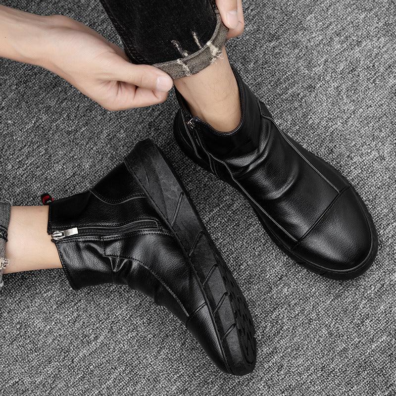 Trendy versatile men's leather boots