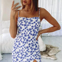 Multicolor Small Floral Dress Slim Fit Slim Sling