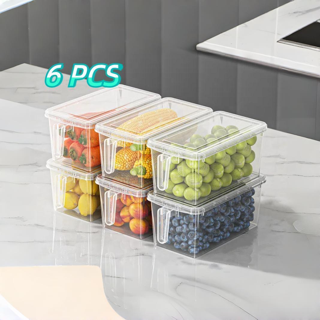 6 PCS Fridge Box Holder Kitchen Clear Organiser Cupboard Food Storage Container