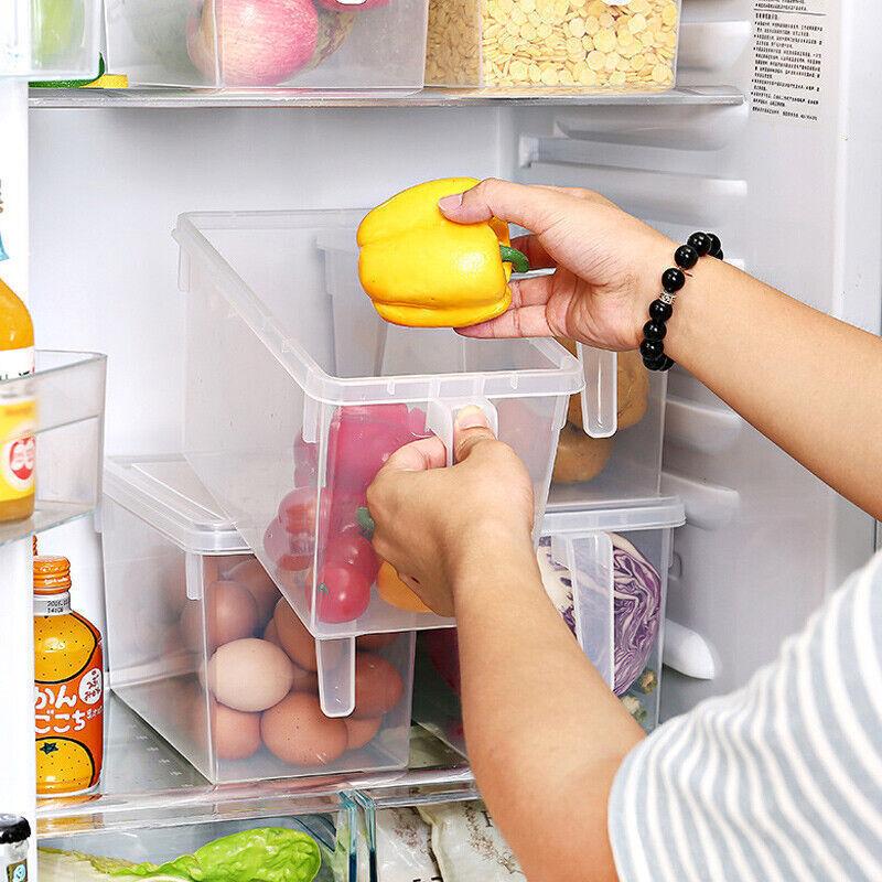 6 PCS Fridge Box Holder Kitchen Clear Organiser Cupboard Food Storage Container