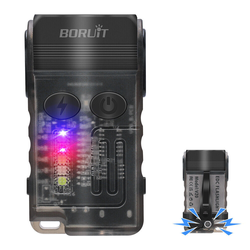 BORUIT Mini V20 Keychain Flashlight LED Rechargeable Waterproof Alarm Torch  The UK Does Not Include VAT, Which Needs To Be Borne By Oneself. Please Consider Carefully Before Placing An Order