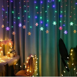 LED Snowflake Fairy Lights Curtain Window Christmas Party Wedding Decoration UK