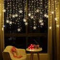 LED Snowflake Fairy Lights Curtain Window Christmas Party Wedding Decoration UK