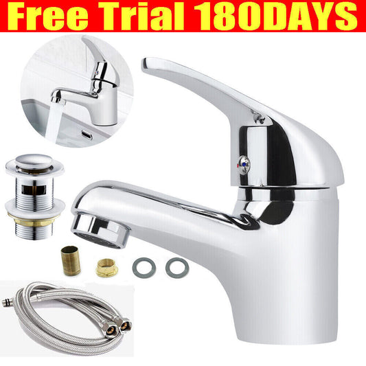 Basin Sink Mixer Taps Waterfall Single Lever Bathroom Mono Cloakroom Tap Fixings