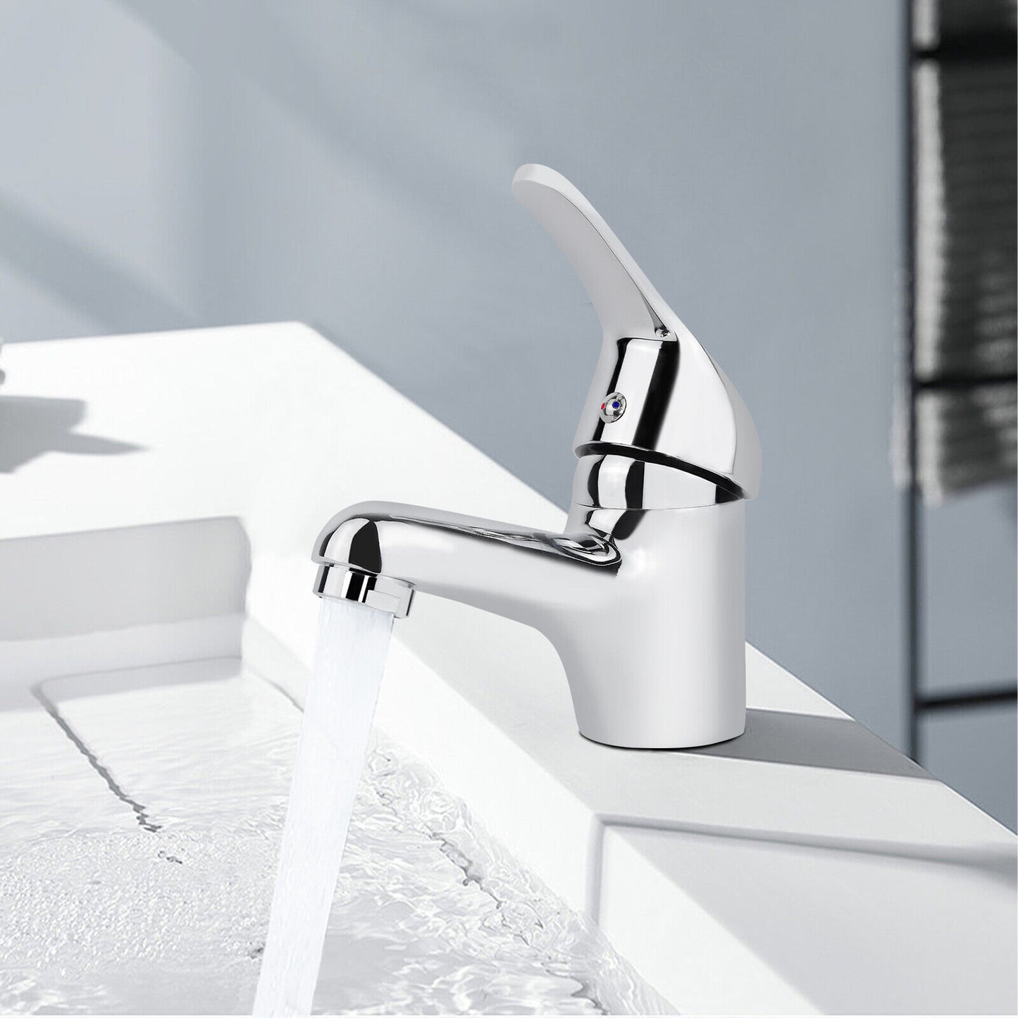 Basin Sink Mixer Taps Waterfall Single Lever Bathroom Mono Cloakroom Tap Fixings