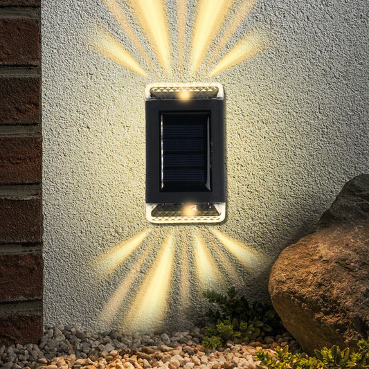 2PCS LED Solar Wall Lamp Super Bright Door Fence Outdoor Double Head GardenLight