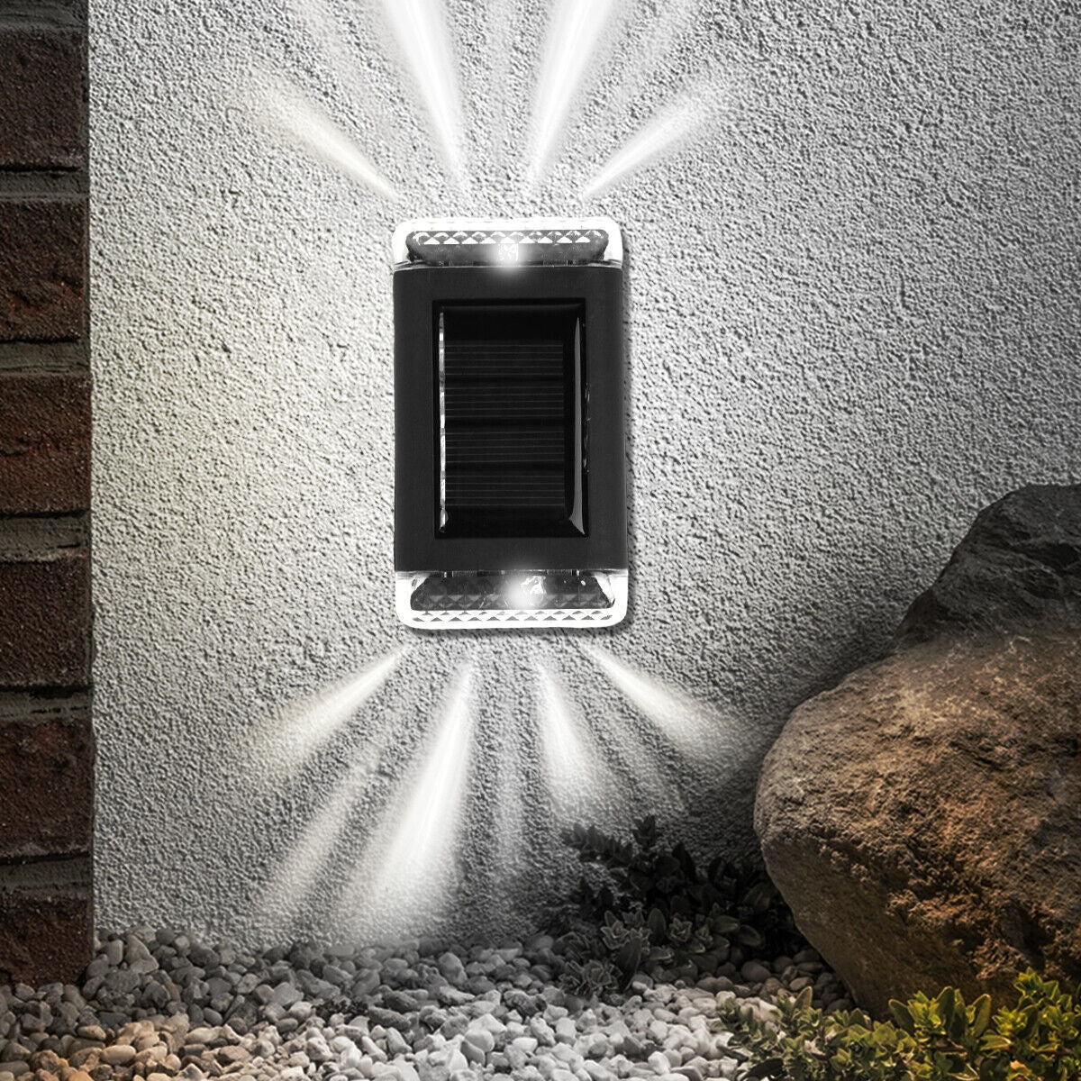 2Pcs Solar Powered Wall Lights Led Super Bright Door Fence Outdoor Garden Lamp