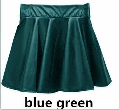 High waist Faux Leather Skirt sun skirt pleated skirt