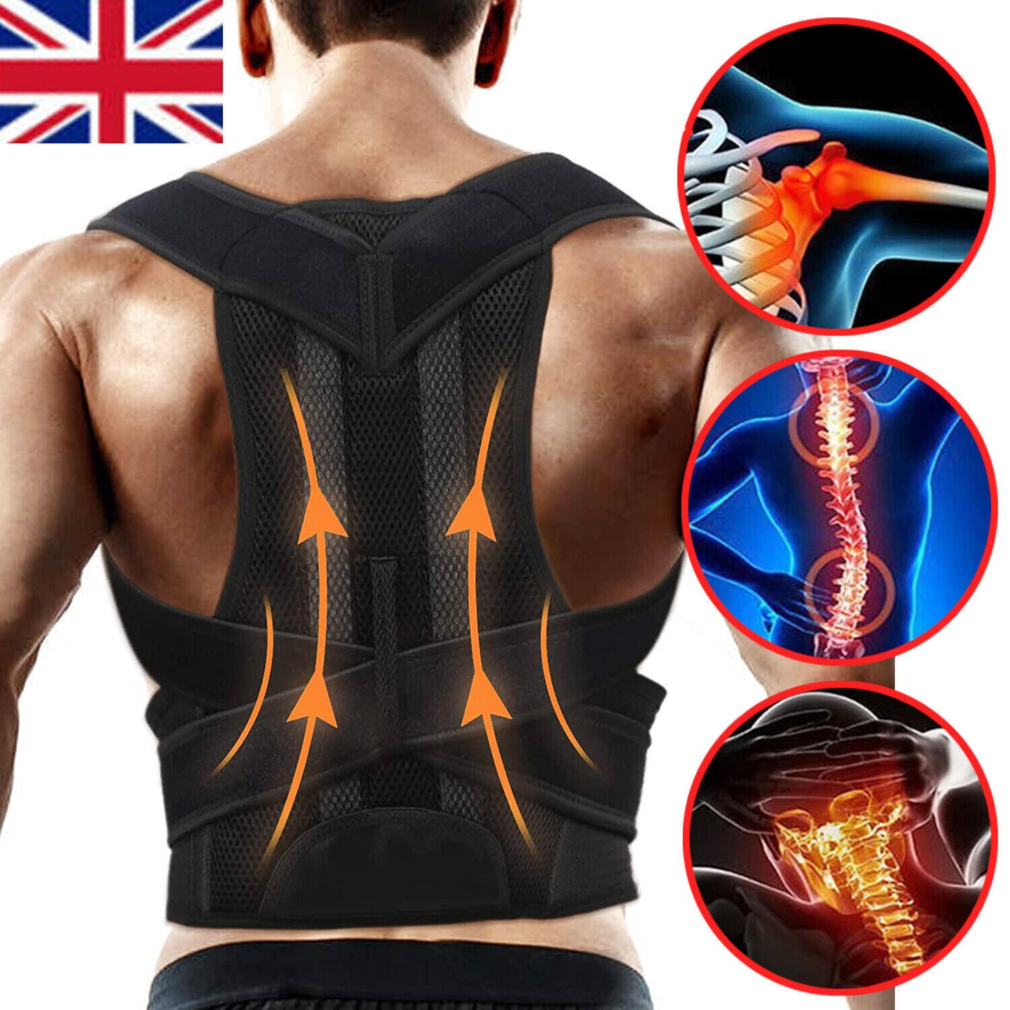 Adjustable Posture Corrector Back Brace Men Women Lumbar Shoulder Support Belt