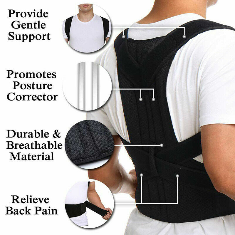 Adjustable Posture Corrector Back Brace Men Women Lumbar Shoulder Support Belt