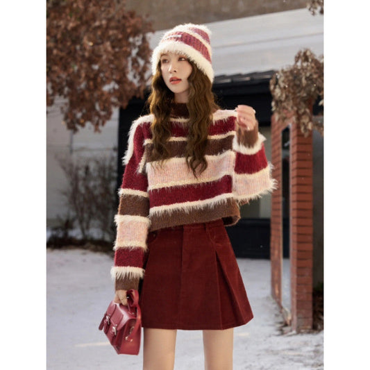 Striped Loose Splicing Knitwear Sweater For Women