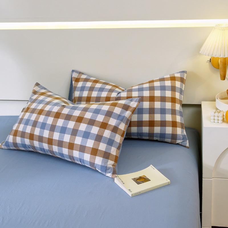 Washed Cotton Pillowcase Yarn-dyed Double-piece Types A And B Single Pillowcase