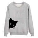Cat head print loose long-sleeved women's sweater