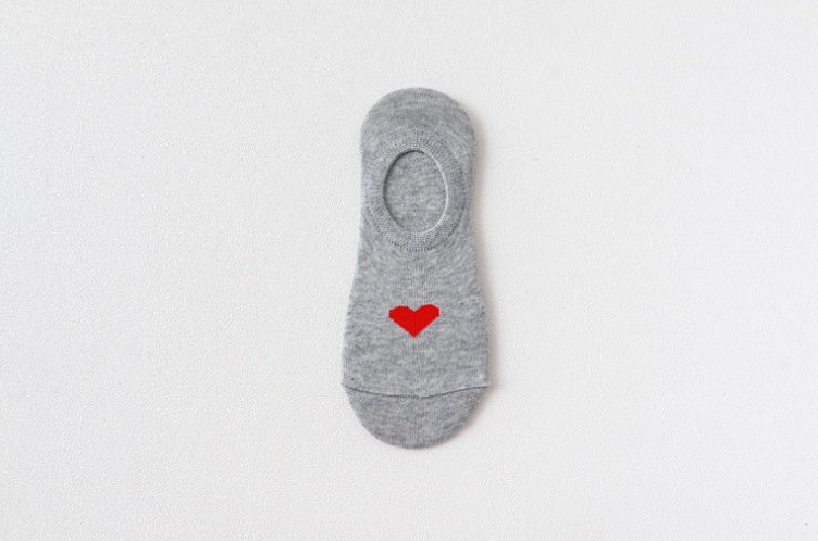 Heart Print Women's Socks Love Invisible Boat Socks Silicone Non-slip Short Socks
