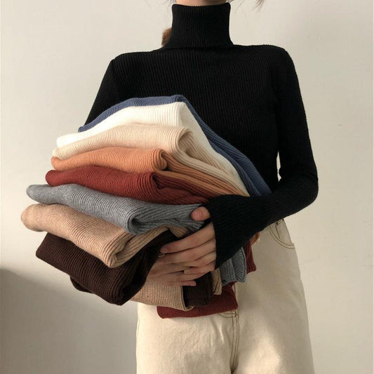 High neck long sleeve knit top