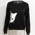 Cat head print loose long-sleeved women's sweater