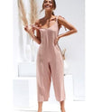 Back solid jumpsuit ladies summer wide leg dress