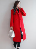 Solid Color Suit Collar Long-sleeved Woolen Coat