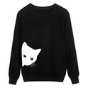 Cat head print loose long-sleeved women's sweater