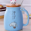 450ml Cartoon Ceramics Cat Mug With Lid and Spoon Coffee Milk Tea Mugs Breakfast Cup Drinkware Novelty Gifts