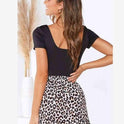 Leopard-print mid-rise elasticated ruffled short skirt