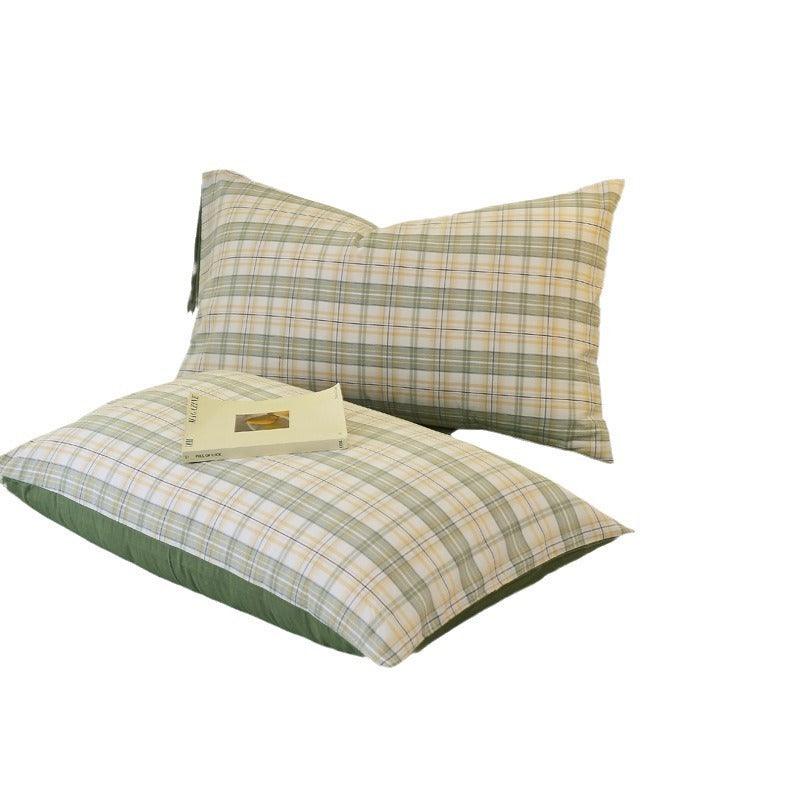 Washed Cotton Pillowcase Yarn-dyed Double-piece Types A And B Single Pillowcase