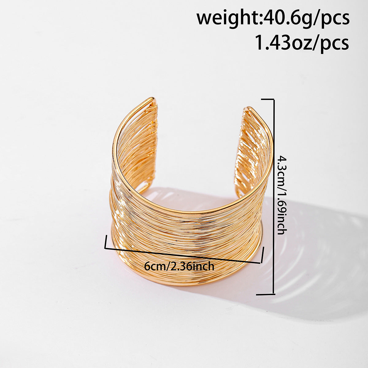 Alloy For Die Casting Exaggerated Golden Open-end Bracelet