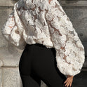 White Floral Pearl Textured Shirt