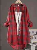 Plaid Shirt Women's Long Sleeve Casual Foreign Style Long Fashion Loose Shirt Jacket