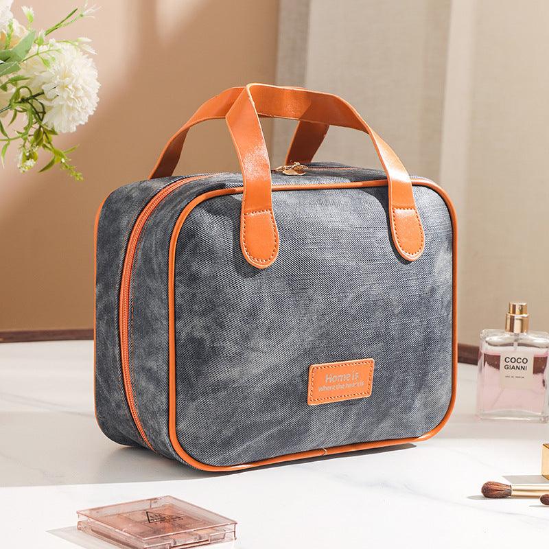 Denim Pattern Portable Cosmetic Bag Large Capacity High Sense Travel Portable