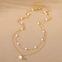 Fashion Jewelry Women's Pearl Tassel Pendant Double-layer Necklace Gold Pearl Necklace For Women