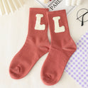 Women's Long Letter Simplicity Feather Yarn Socks