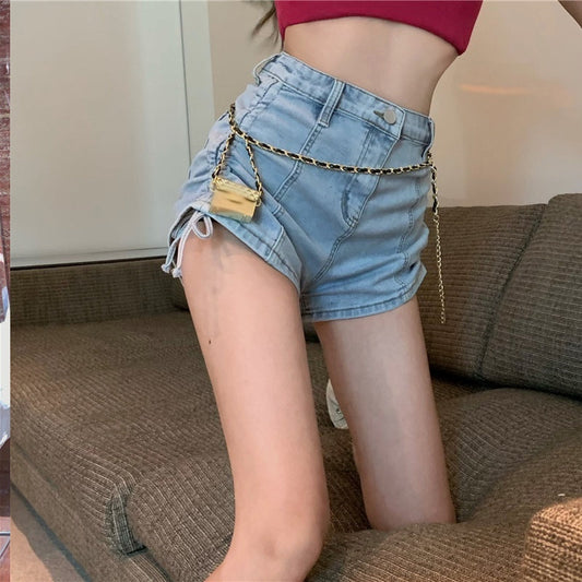 High Waist Hot Girl Denim Shorts Women Summer Thin Design Sense