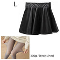 High waist Faux Leather Skirt sun skirt pleated skirt