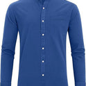 Men's Stand Collar Long Sleeve Solid Color Cotton Shirt