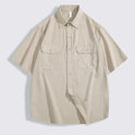 Retro Workwear Short Sleeve Shirt For Men