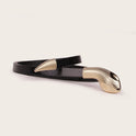 Mirror Patent Leather Snakeskin Snap Belt