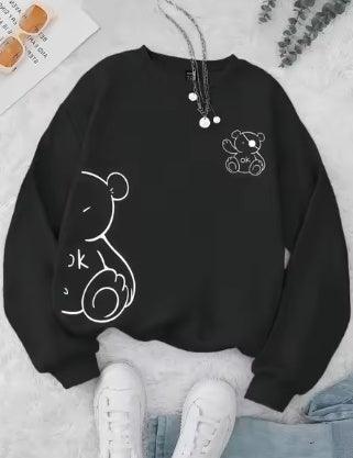 Fashion Velvet Padded Trendy Printed Sports Round Neck Long Sleeve Sweater