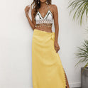 Women's Fashion Ties Tassel Patchwork Irregular Beach Dress