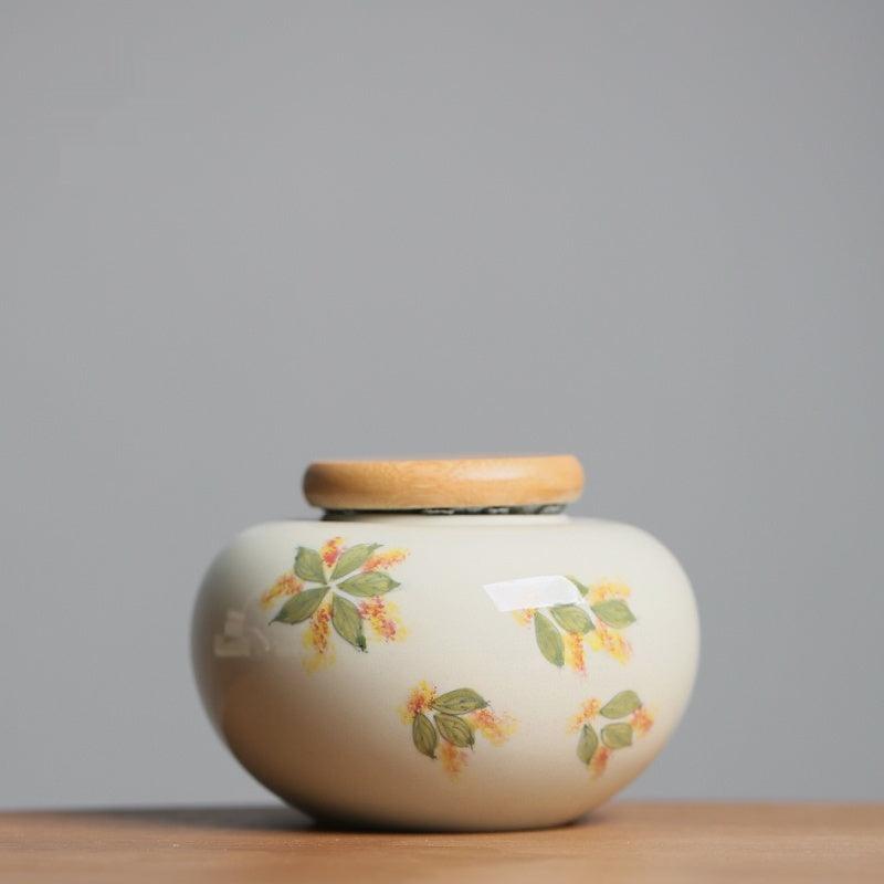 Hand Drawn Tea Jar Household Storage Tank Porcelain Sealed Portable