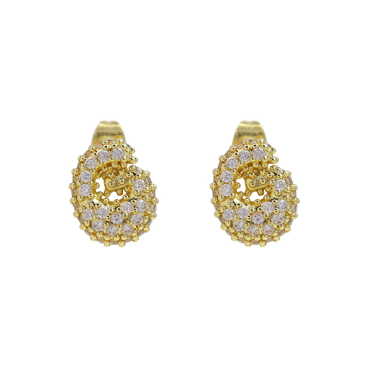 18K Brass Balloon Bubble Zircon Small Size Stud Earrings