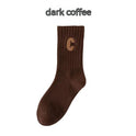 Brown Socks Women's Long Cotton Letters
