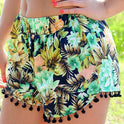 Printed elastic waist shorts beach pants