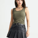 Solid Color Slim Fit Knit Bottoming Shirt Camisole