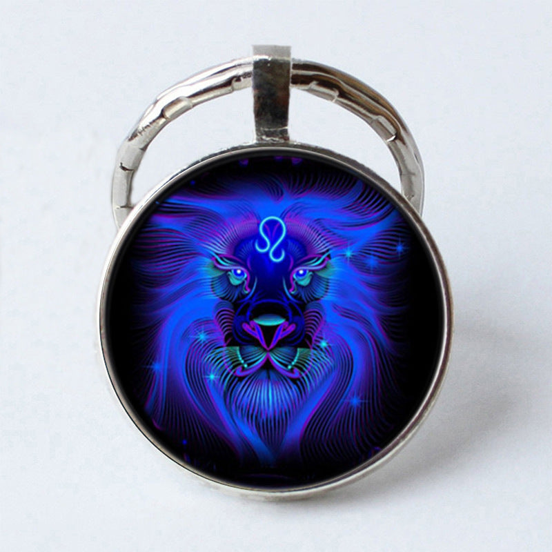 Twelve Constellation 25mm Time Gem Metal Keychain