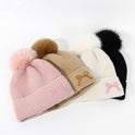 Bow Embroidery Velvet Knitted Woolen Cap